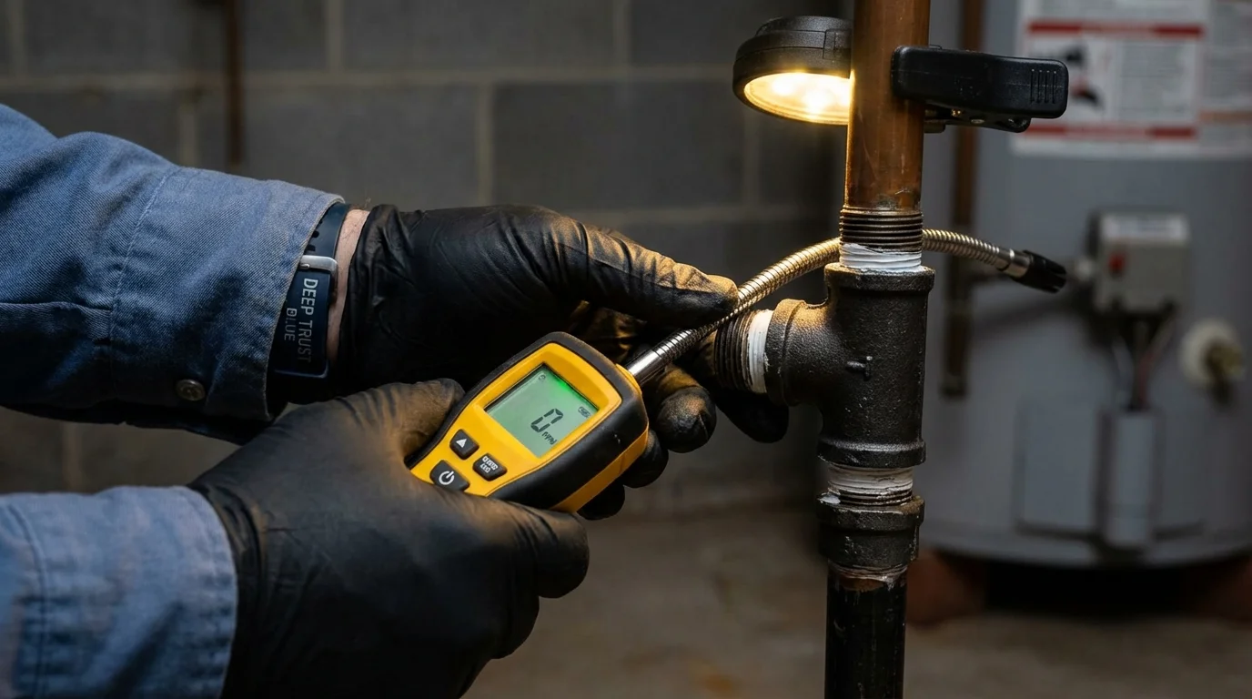 Gas leak detection with electronic sniffer by Johns Plumbing LLC in Morgantown