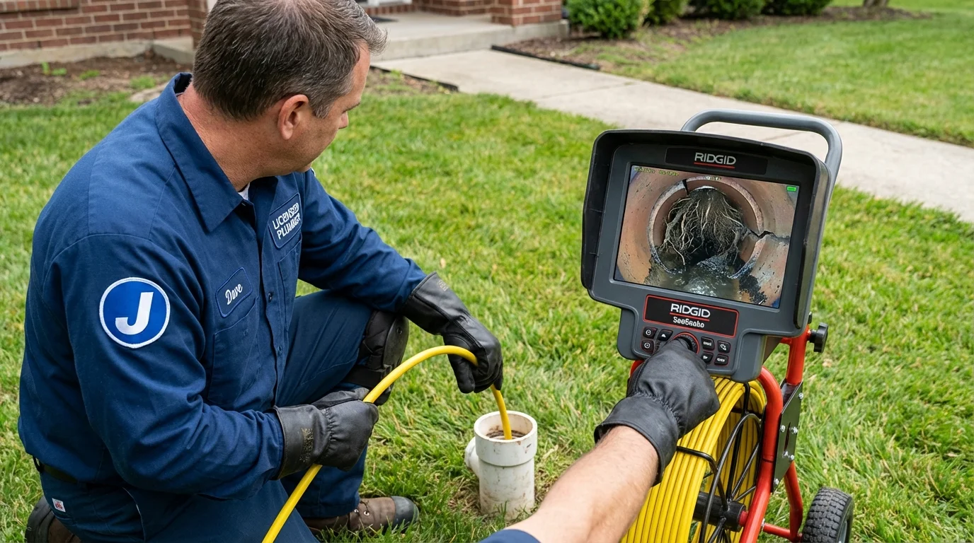 Sewer camera inspection being performed by Johns Plumbing LLC in Morgantown